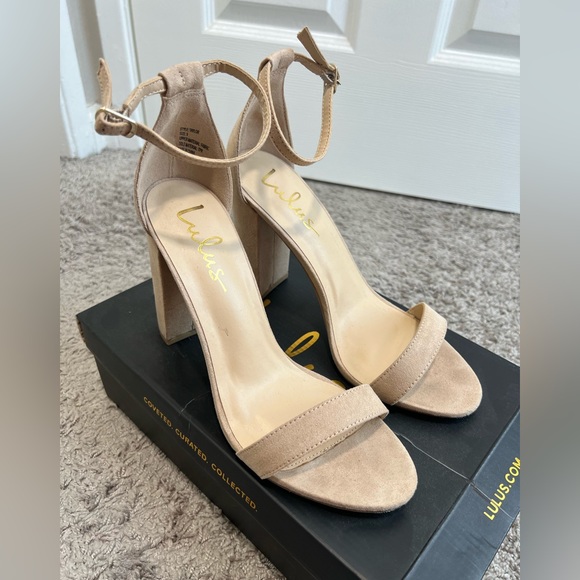 Lulus Other - Lulu Taylor Natural Suede Ankle Strap Heels